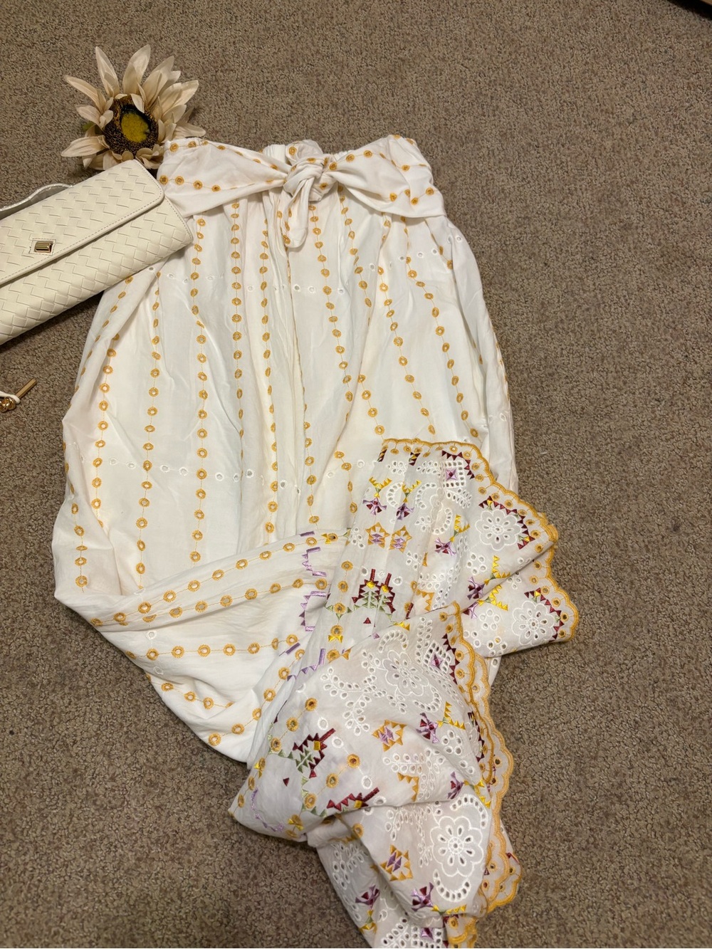 Anthropologie White Strapless Embroidered Wide-Leg Jumpsuit - Picture 6 of 13